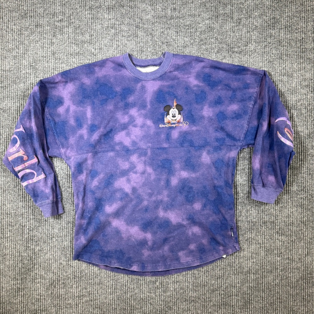 Disney World 50th Anniversary Spirit Jersey Purple Tie Dye Mickey Mouse Medium